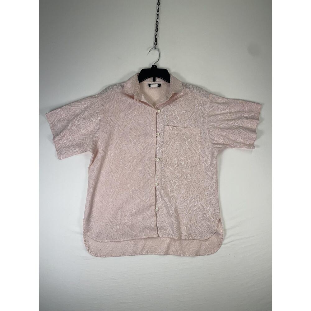 Caliché Shirt Mens Small Pink Floral Hawaiian Short Sleeve Button Up Rayon